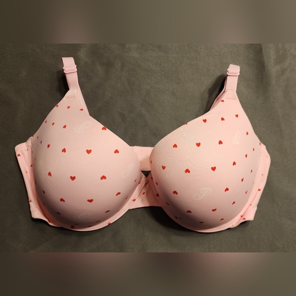 VS Pink Wear Everywhere Push Up Bra Sz 38DD NWT Pink With Hearts - Picture 5 of 8